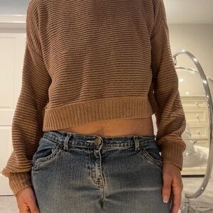 Hollister Brown Cropped sweater